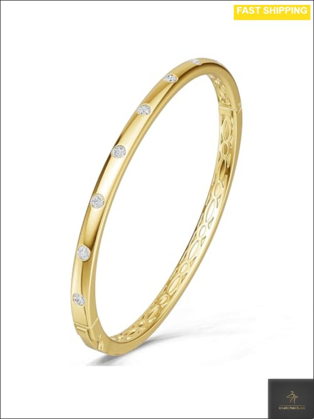 14K Gold Plated Bangle Bracelet Stackable Hypoallergenic CZ